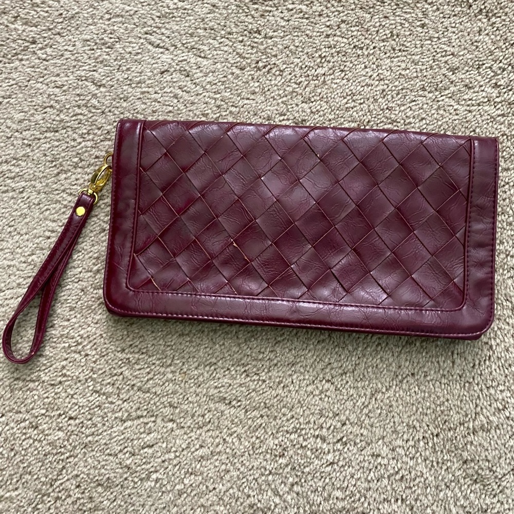 Urban Expressions Leather Woven Zipped Clutch